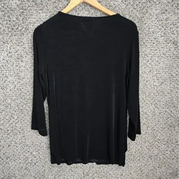 Chicos Travelers Top Womens 1 US Medium Black Slinky V Neck Tunic Stretch Ladies - Picture 3 of 4